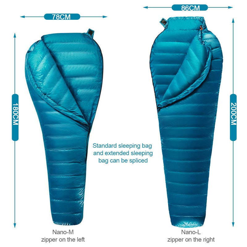 AEGISMAX M2 new upgrade Ultralight  Mummy 95%White Goose Down Sleeping Bag Outdoor Camping Hiking Fully lining structure