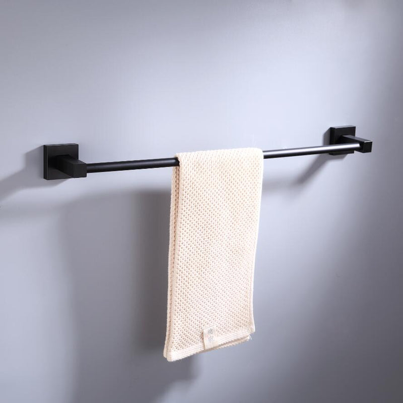 55CM Matte Black Double Towel Bars Bathroom Towel Hanger Space Aluminum Bathroom Accessories Towel Rack Towel Ring  Toilet Brush