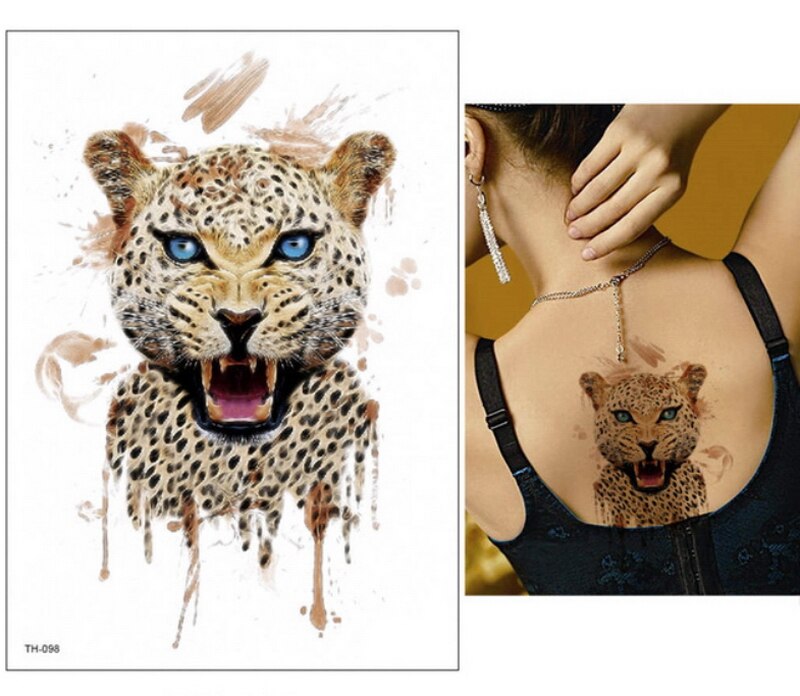 21 * 15 cm NEU Temporäre Tätowierung Aufkleber niedlichen Leoparden Wolf Tiger Tiere Muster Wasserdichte Körperkunst gefälschte Tätowierung Frauen Männer DIY Farbe