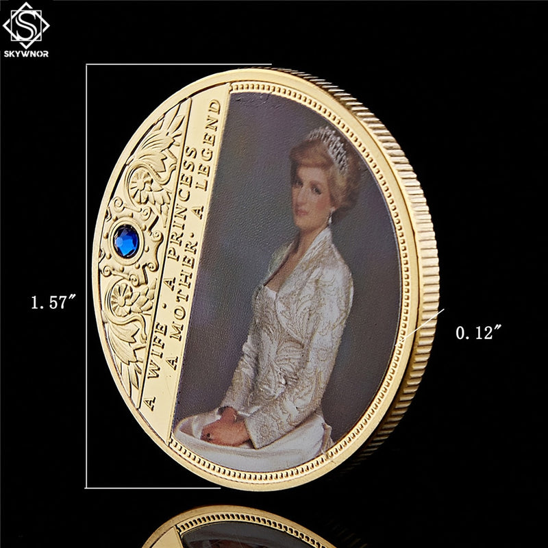 Collectible British Diana Princess Rose With Diamond Last Rose Professional Commemorative Token Coin