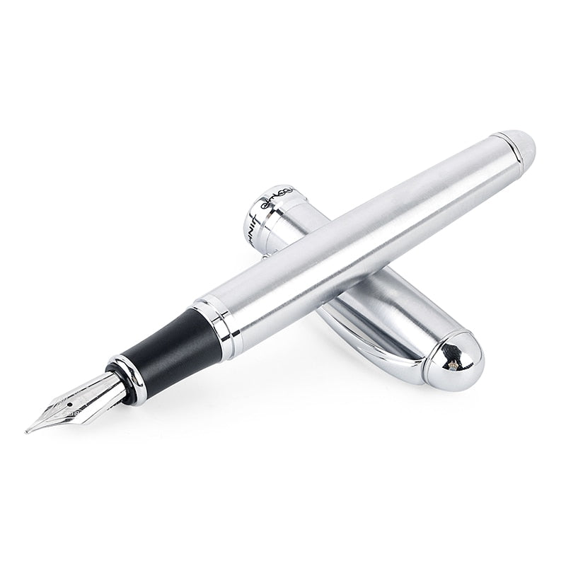 Luxusmarke Jinhao X750 Silber Edelstahl Füllfederhalter Medium 18KGP Feder Schule Büro Name Tintenstifte Geschenk Schreibwaren