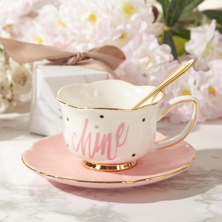 Japanese Style Cute Coffee Cup Saucer Set Tea pot Milk Jug Sugar Pot Tea Tray Set Reusable Latte Cappuccino Cups 180ml