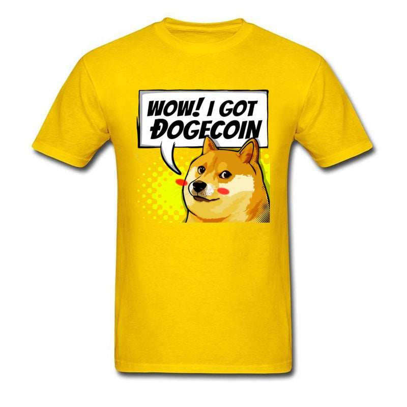 I Got Dogecoin Doge Meme T-shirt Funny Mens Clothing Black Tops Cotton Tees Man No Fade T Shirt Boyfriend Gift Tshirts