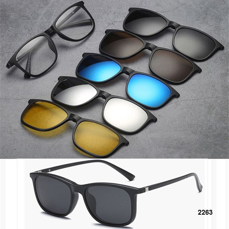 5+1 suit Fashion Clip On Sunglasses Women Frames Clips Magnetic Sunglasses Magnet eyeglasses men Clip glasses 6 in 1