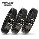 Power Ionics para hombre negro/azul/rojo fibra de carbono 100% pulsera de terapia magnética de titanio puro mejora la circulación sanguínea