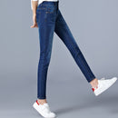Jeans mujer cintura alta Largo completo skinny lápiz negro azul Denim pants 100kg