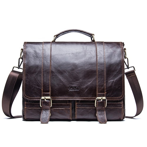 CONTACT'S Herren Aktentasche Echtes Leder Business Handtasche Laptop Casual Große Umhängetasche Vintage Messenger Bags Luxury Bolsas