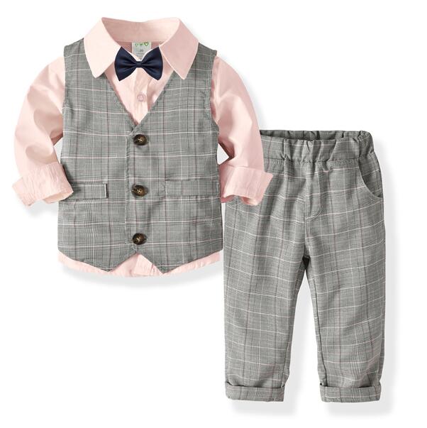 Jungen Kleidung Frühling Herbst Mode Baby Anzug Britische Wind Kinderanzüge Gentleman Langarm Shirt Weste Hosen Kinder Sui