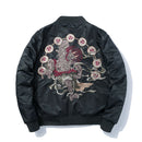 Aolamegs Jacken Herren Japanische Stickerei MA1 Jacke Trainingsanzug Mäntel Hip Hop Stehkragen Lässig Gemütlich Herren Windjacke Streetwear