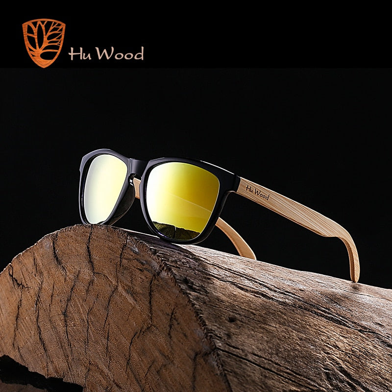 HU WOOD Brand Design Bamboo Sunglasses Sea Gradient Lenses UV400 Driving Shade Mens Sunglasses Eyewear gafas de sol hombr GR8012