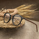 HDCRAFTER Korrektionsbrillengestelle für Männer und Frauen Retro-rundes optisches Brillengestell mit Holzmaserung und klarer Linse