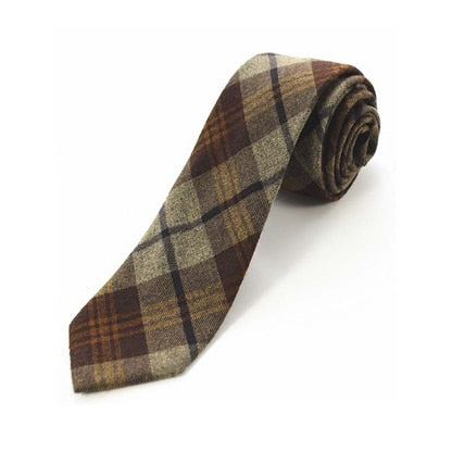 JEMYGINS Original High Quality Cotton 2.4&#39;&#39; Skinny Plaid Solid Cashmere Tie Wool Men Neck Tie For Youth Working Meeting