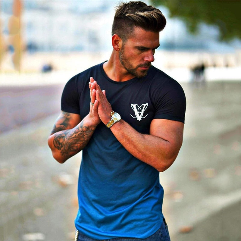 2019 Nueva marca de ropa Gyms Tight Cotton T-shirt Hombres Fitness T-shirt Homme Gyms T Shirt Hombres Fitness Summer Tees Tops