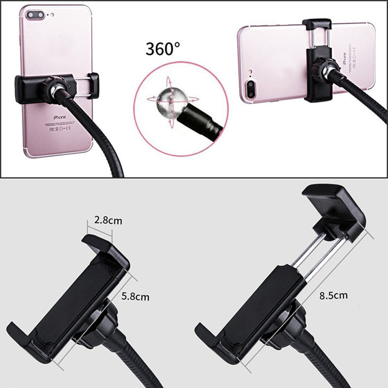 Flexible Monopod Mount Bracket with LED Ring Flash Light Lamp Tabletop Stand Tripods with Mobile Phone Holder for Video Bloggers