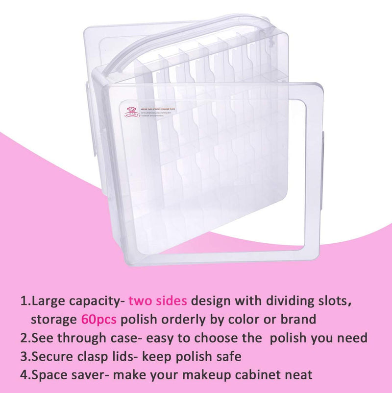 MAKARTT Professional Nail Polish Holder Organizer for 36 / 60 Bottles with Large Separate Compartment for Tools  Storage Box