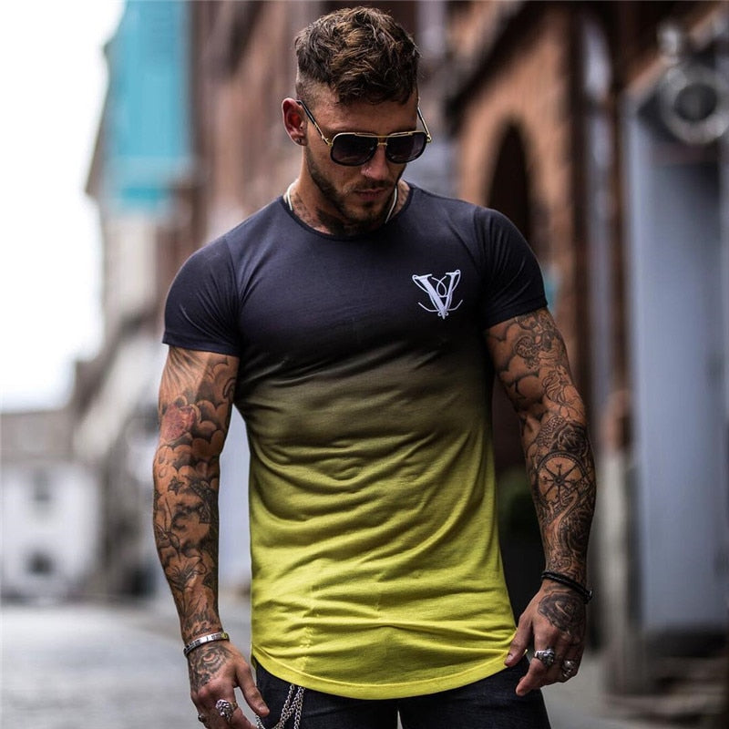 2019 New Brand Clothing Gyms Tight Cotton T-shirt Mens Fitness T-shirt Homme Gyms T Shirt Men Fitness Summer Tees Tops