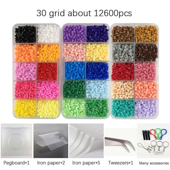 Mini Hama Beads de 2,6mm, kits de 80 colores, herramienta de cuentas perler PUPUKOU y plantilla, juguete educativo, rompecabezas de cuentas 3D para niños