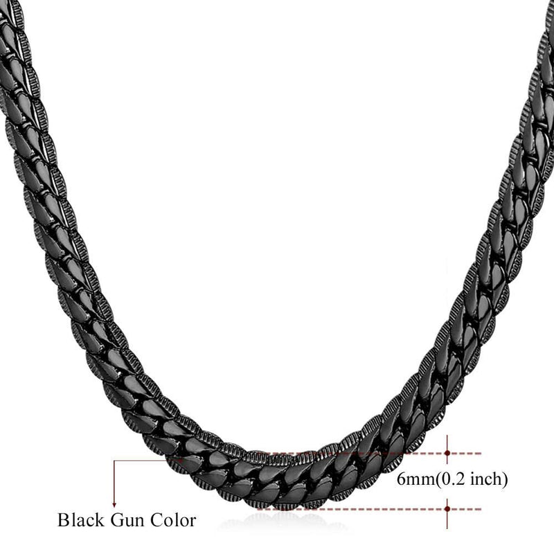 U7 Men Chunky Snake Curb Chain Necklace Gold Plated Black Tone Link Necklace para Hombres Mujeres 6/9mm 18 "-30" Pulgadas N08