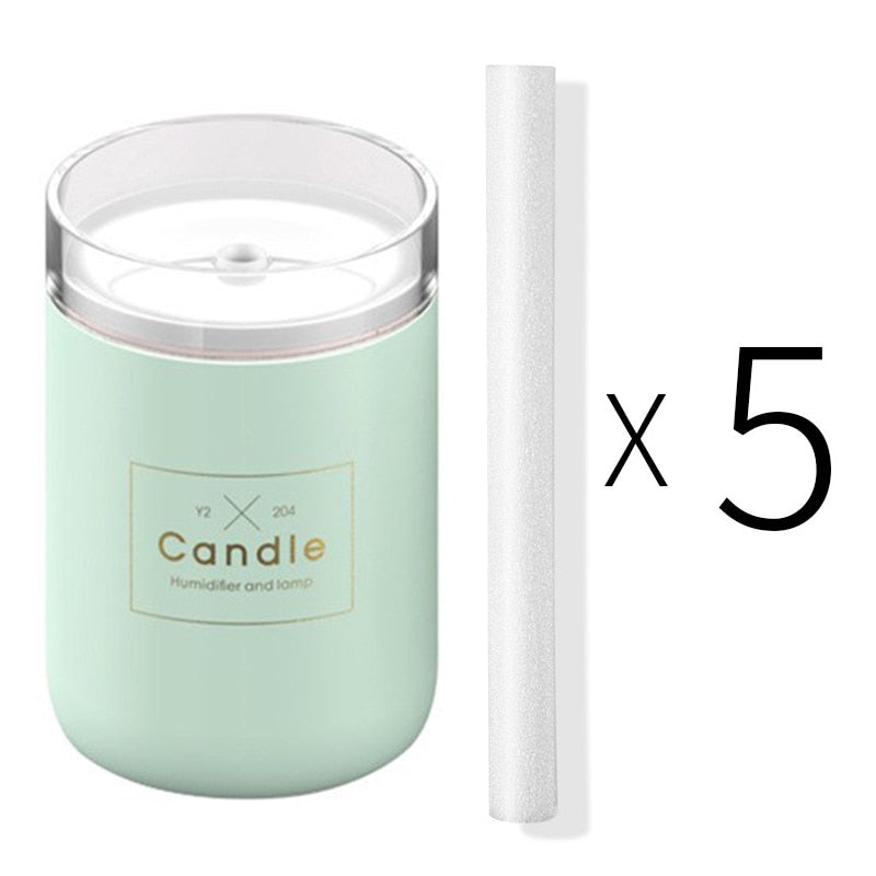 Candle Air Humidifier Portable Ultrasonic Silent Large Capacity USB Aroma Essential Oil Diffuser Home Car Office Purify Anion