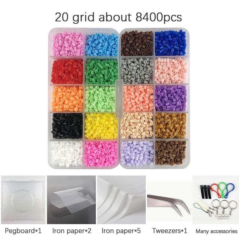 Mini Hama Beads de 2,6mm, kits de 80 colores, herramienta de cuentas perler PUPUKOU y plantilla, juguete educativo, rompecabezas de cuentas 3D para niños