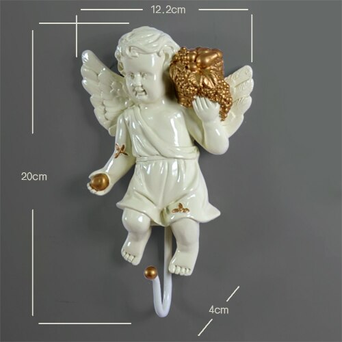 European angel statue wall decor hanger Creative TV blackground home mural living room wall art coat bag keys holder hanger