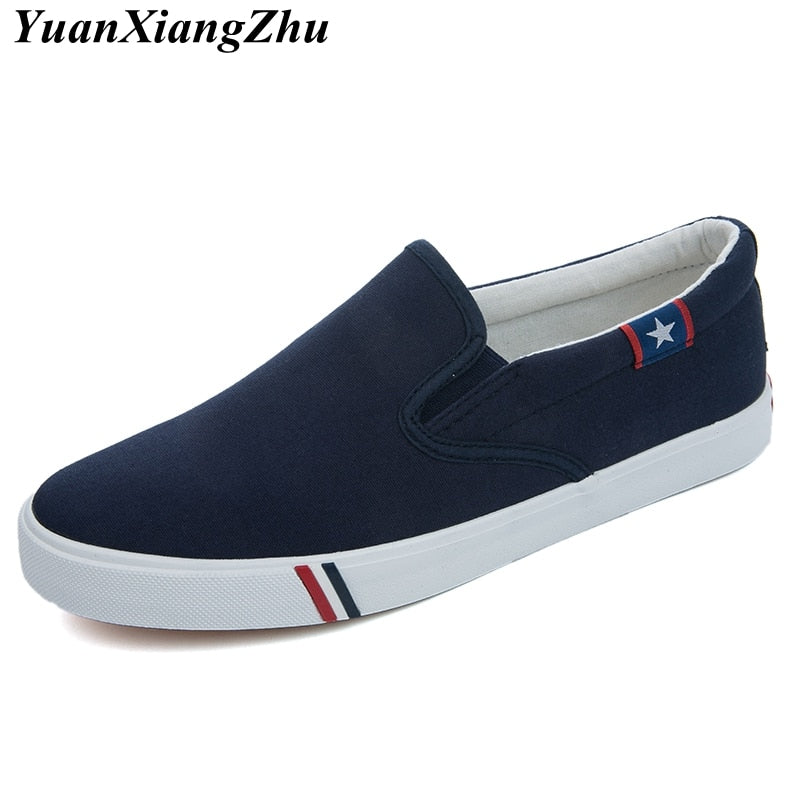 Men Canvas Shoes Simple Casual Mens Loafers 2019 Autumn High Quality Anti-Slip Comfortable Vulcanized Shoes Man Flats Size 35-47