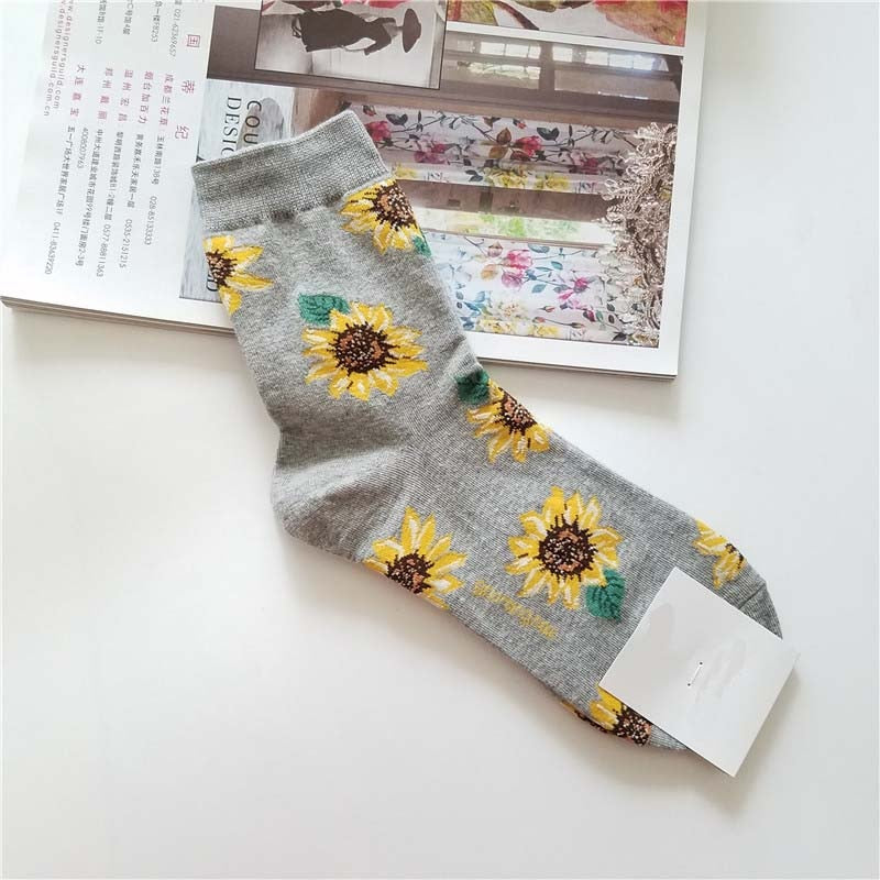 Hot Sale Fashion Creative Harajuku Japanese Socks Spring Fall Winter Sunflower Short Socks Casual Colorful Cotton Funny Tide Sox