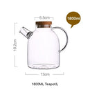 1L / 1.8L Trinkgefäße mit großer Kapazität Glasteekanne Teegeschirr Teekanne Hitzebeständiger Wasserkocher Holzdeckel Home Office Coffee Bar Supplies