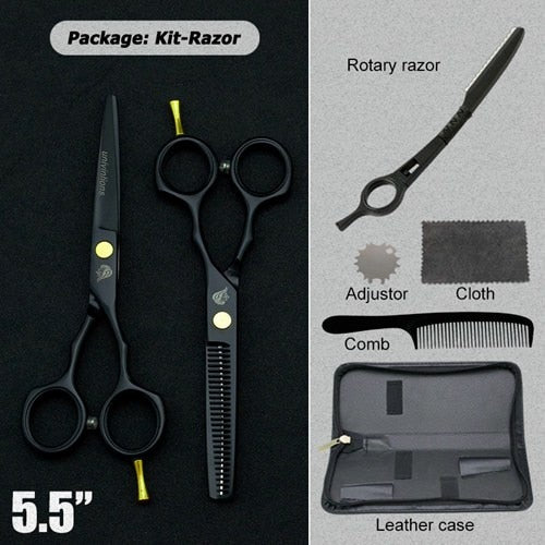 5.5" black hair scissors barber razor scissors hot scissors hair cut designs cheap hairdressing tools hair clipper kids scisors