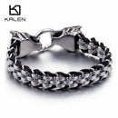 KALEN Punk Animal Wolf Charm Armbänder Herren Edelstahl Pulseira Masculina Lederarmband Boho Schmuck