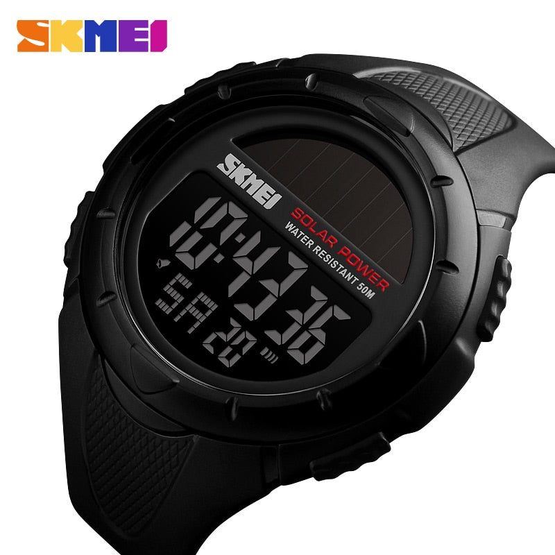 SKMEI Military Sportuhren Herren Solar Power Outdoor Shock Digitaluhr Chrono 50M Wasserdicht Armbanduhren reloj deportivo