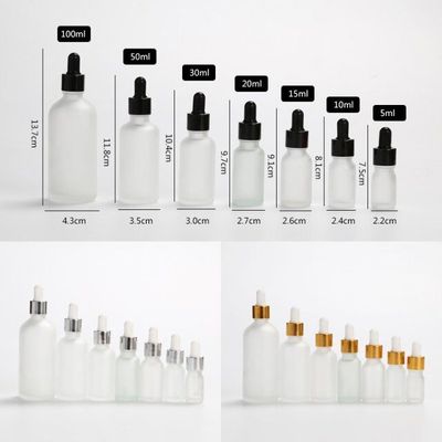 12 x 5ml 10ml 15ml 30ml 50ml 100ml Frost Glass Dropper Bottle Empty Cosmetic Packaging Container Vials Essential Oil Bottles