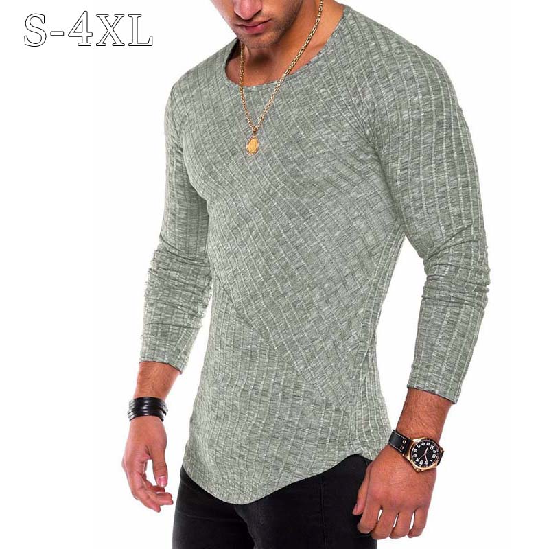 Suéter ajustado de S-4XL de talla grande para hombre, jersey de punto fino con cuello redondo para primavera y otoño 2021, jerséis informales sólidos para hombre, jerséis para hombre