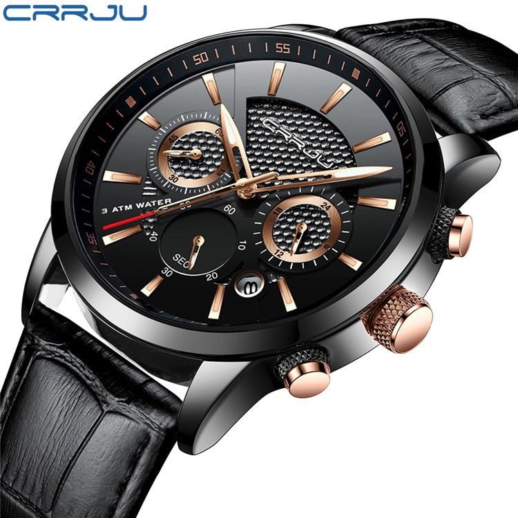 CRRJU, nuevos relojes deportivos de cuarzo a la moda para hombre, reloj de cuero de negocios de lujo, relojes de pulsera impermeables, reloj Masculino, reloj Masculino