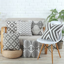 Wohnkultur Bestickter Kissenbezug Grau Rosa Geometrische Leinwand Baumwolle Suqare Stickerei Kissenbezug 45x45cm