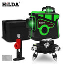 HILDA Laser Level 12 Lines 3D Level Selbstnivellierend 360 horizontales und vertikales Kreuz Super leistungsstarker grüner Laser Level