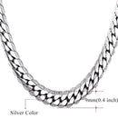 U7 Men Chunky Snake Curb Chain Necklace Gold Plated Black Tone Link Necklace for Men Women 6 /9mm 18" -30" Inches  N08