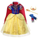 VOGUEON Mädchen Prinzessin Schneewittchen Kostüm Puffärmel Deluxe Prom Party Kleid mit langem Umhang Kinder Halloween Kostüm