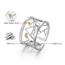 Lotus Fun echter offener Ring aus 925er Sterlingsilber, feiner Schmuck, orientalisches Element, Fensterdekoration, Papierschnitt-Design, Ringe für Frauen