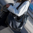 Beiläufige große Einkaufstaschen-Frauen-Art- und Weiseniet-Umhängetasche Designer-weiche Pu-Leder-Handtaschen-Damen-große tägliche Einkaufstaschen weiblich