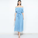 2019 new summer casual slim dress women elegant slash neck half sleeve denim dresses vestidos de verano women clothes 2019