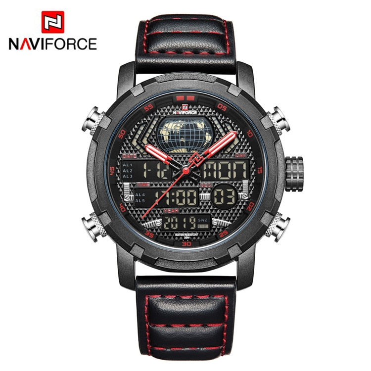 NAVIFORCE Mens Watches To Luxury Brand Men Leather Sports Watches Men's Quartz LED Digital Clock Waterproof Military Wrist Watch