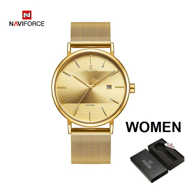 NAVIFORCE Couple Watch Luxury Quartz Mens Watch Women Simple Wristwatch Clock for Male Female Waterproof Lovers Gift Watch 2019