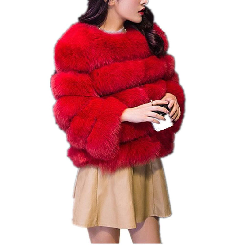 Lisa Colly New High Imitation Long Sleeves Short Fox Fur Coat Jacket Warmer Wintermantel Outwear Faux Fur Coat Overcoat Furs Coat