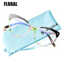 SOOLALA Anti Blue Ray Glasses Computer Glasses TR90 Cat Eye Blue Light Blocking Women Semi-Rimless Anti Fatigue Goggles Glasses