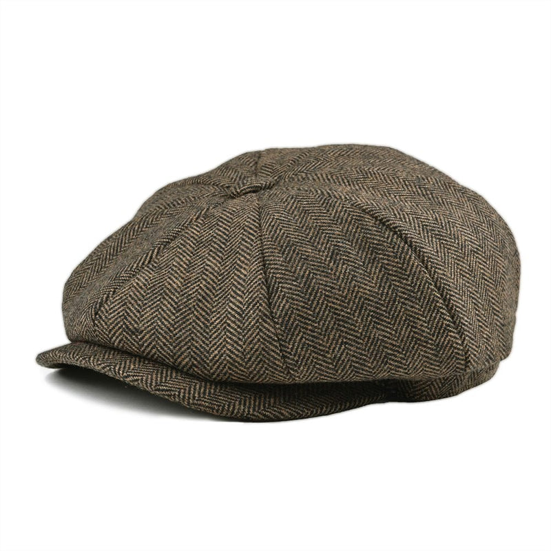 BOTVELA Wool Tweed Newsboy Cap Herringbone Herren Damen Klassischer Retro Hut mit weichem Futter Driver Cap Schwarz Braun Grün 005