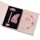 Natürliches Rosenquarz-Gesichtsroller-Massage-Guasha-Werkzeug-Set Gesicht Schönheit Abnehmen Anti-Falten-Cellulite-Massage-Set mit Geschenkbox