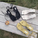 Neue Mode Frauen Sandalen Low Heel Lace Up Sandale Back Strap Sommerschuhe Gladiator Casual Sandal Schmalband Zapatos Mujer Schuh