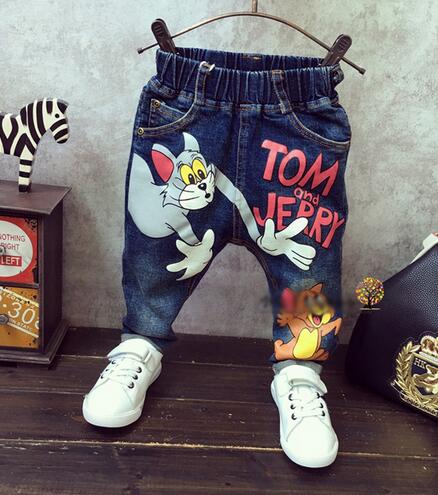 Neue Mädchen Jeans Frühling Herbst Kinder Hosen 1-7 Jahre Baby Jungen Mädchen Jeans Jungen Casual Loch Hosen Cartoon Katze Jeans Kinder Hosen