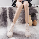 COOTELILI, zapatos planos con cremallera a la moda para mujer, botas de cuero PU con plataforma de tacón alto, zapatos de mujer con cordones, botines para niñas 35-40